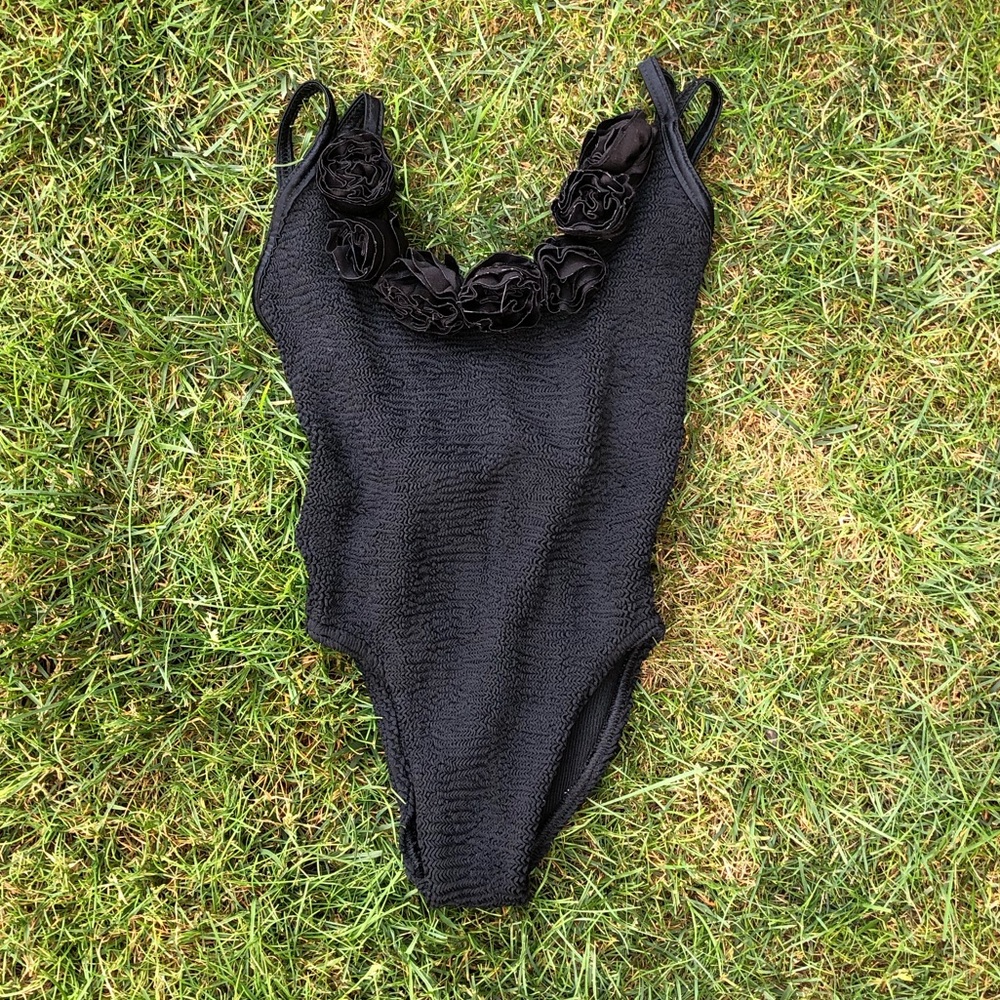 Vintage Hunza G Kids Black One Piece Swimsuit